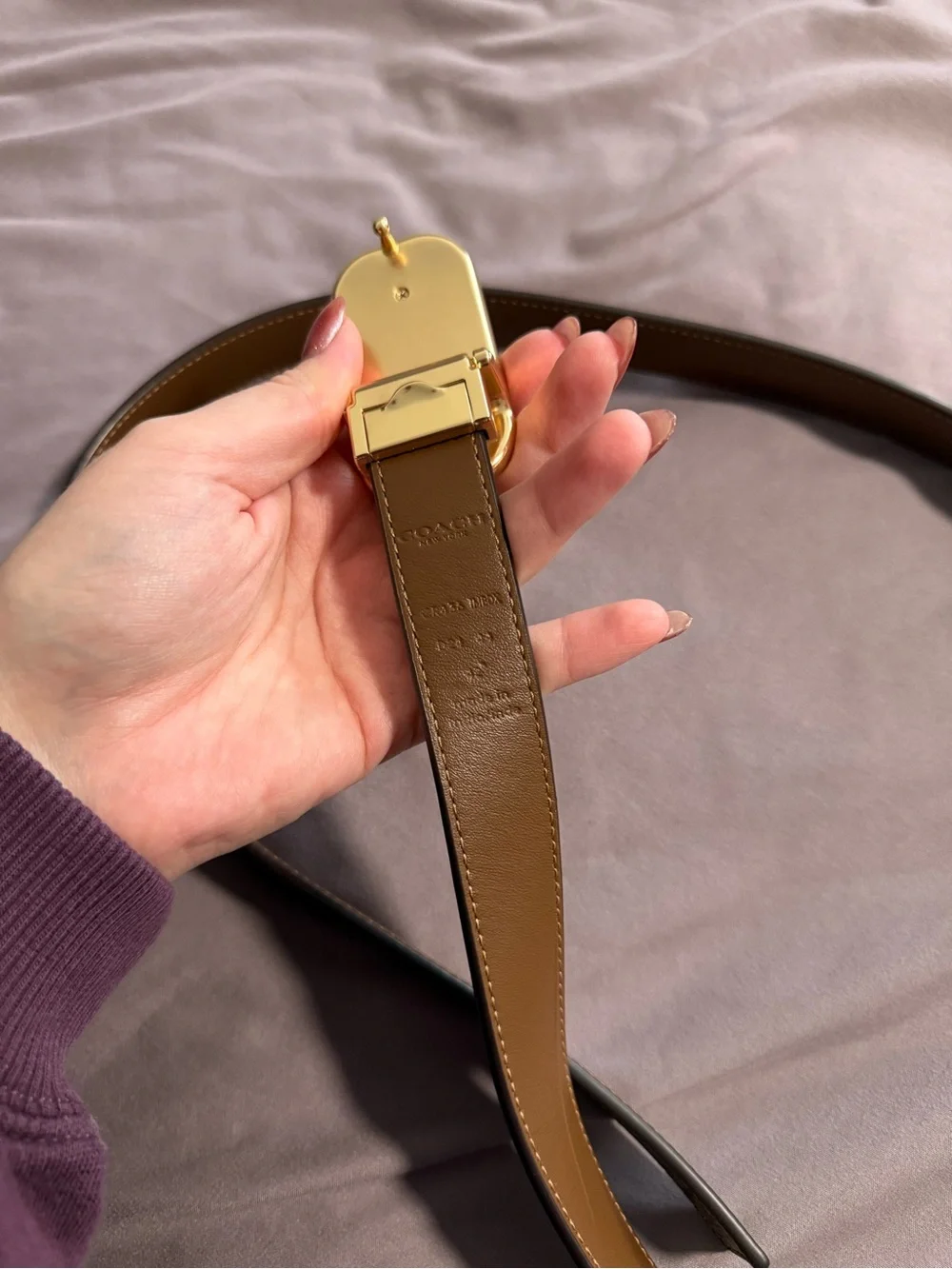 Coach Brown Signature Canvas Belt with Gold-Tone Buckle
